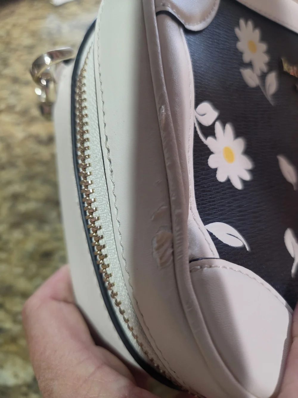 kate spade Black & White Daisy Print Crossbody Bag